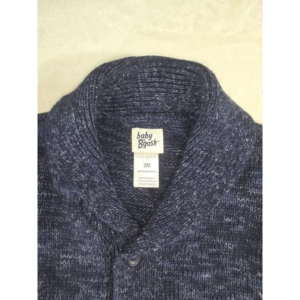 NWT Baby Bgosh OshKosh Shawl Collar Cardigan Sweater Navy Marled Knit Boys 3M
